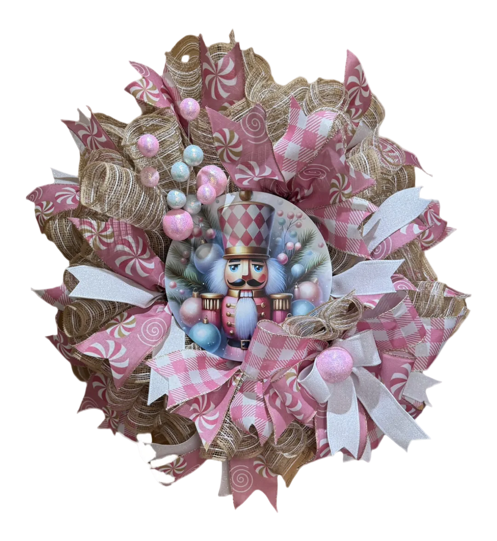 Pink Nutcracker Christmas Wreath