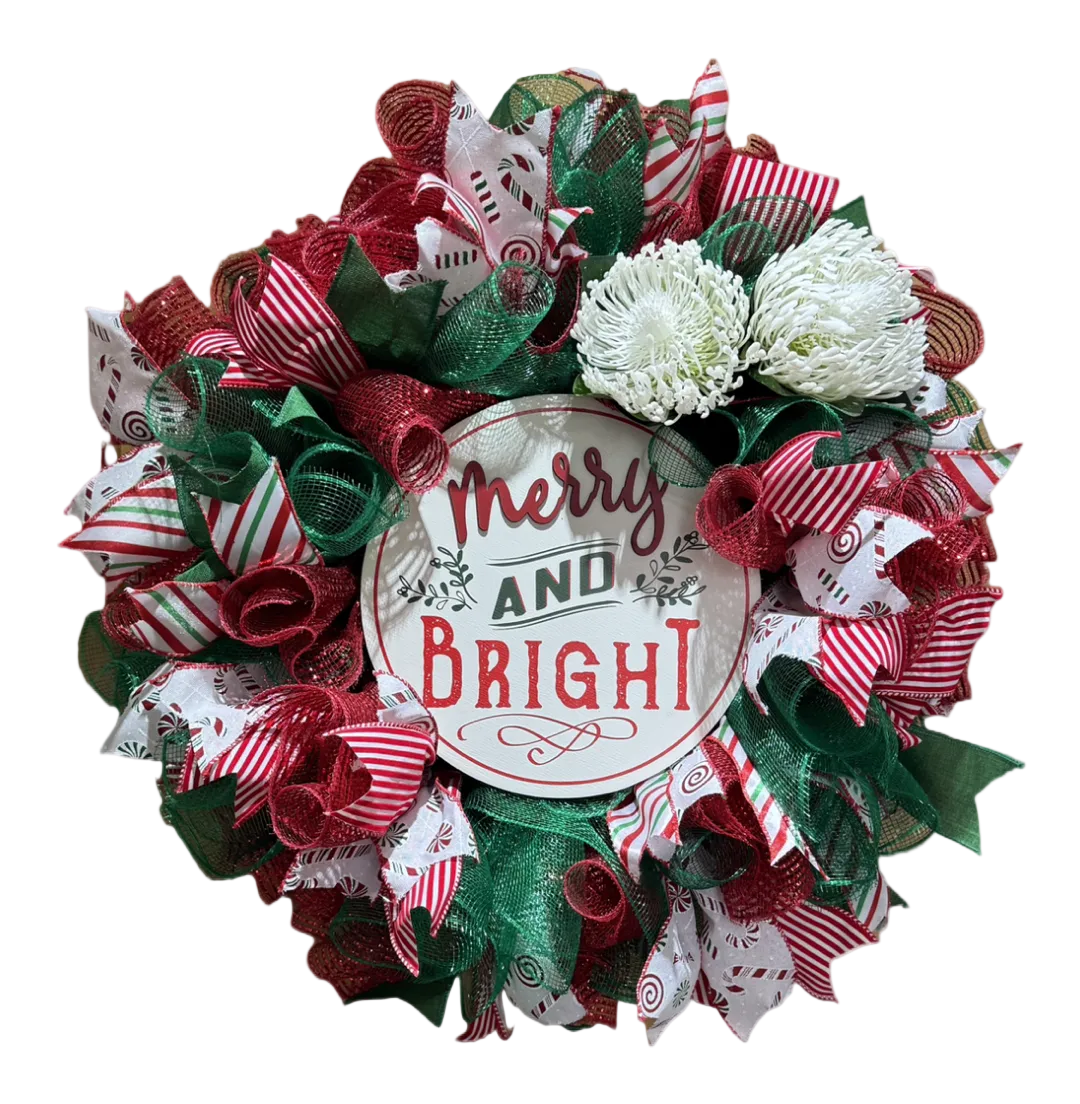 Merry and Bright Christmas Wreath