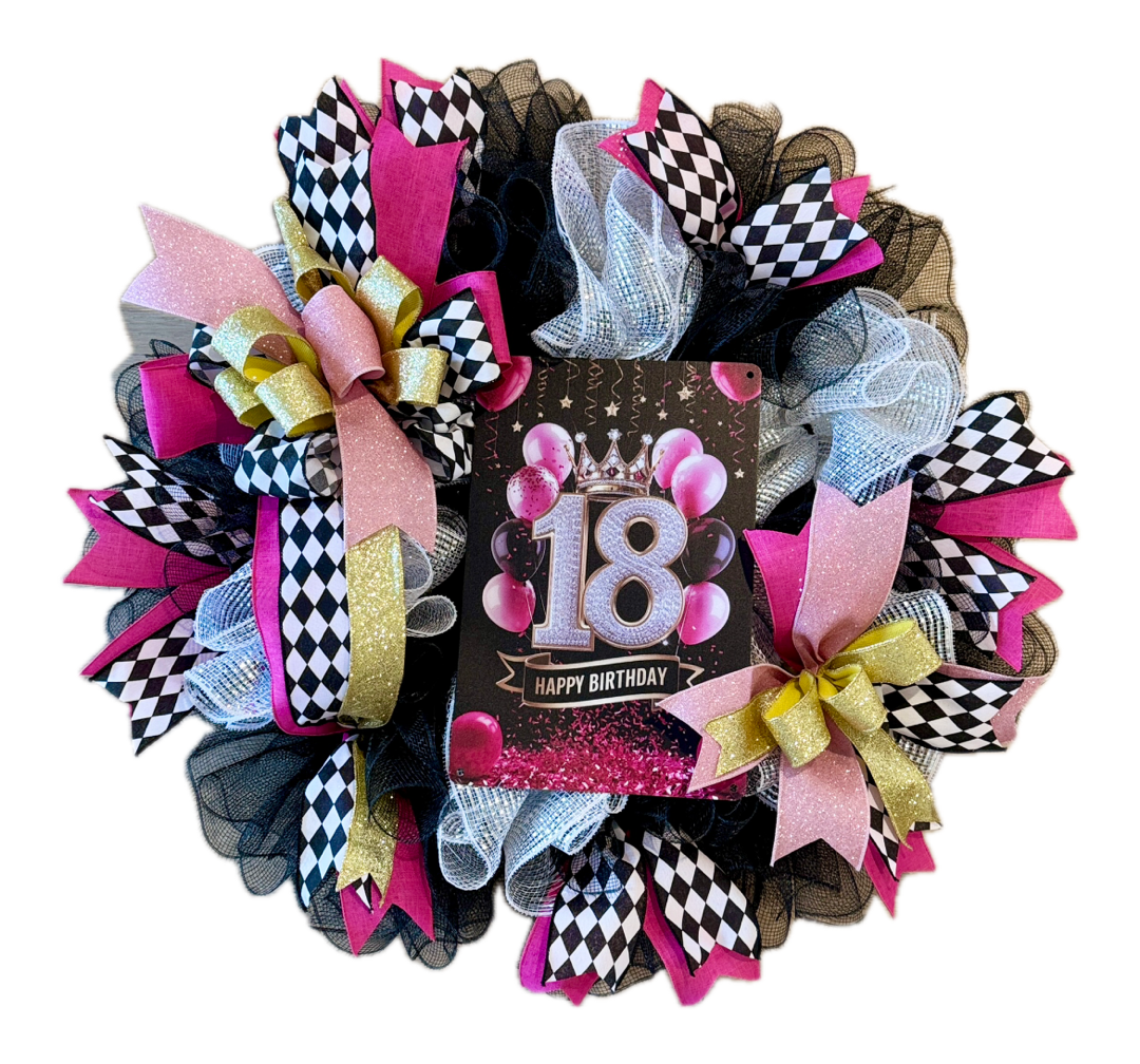 Pink Happy 18th Birthday Wreath  image 3
