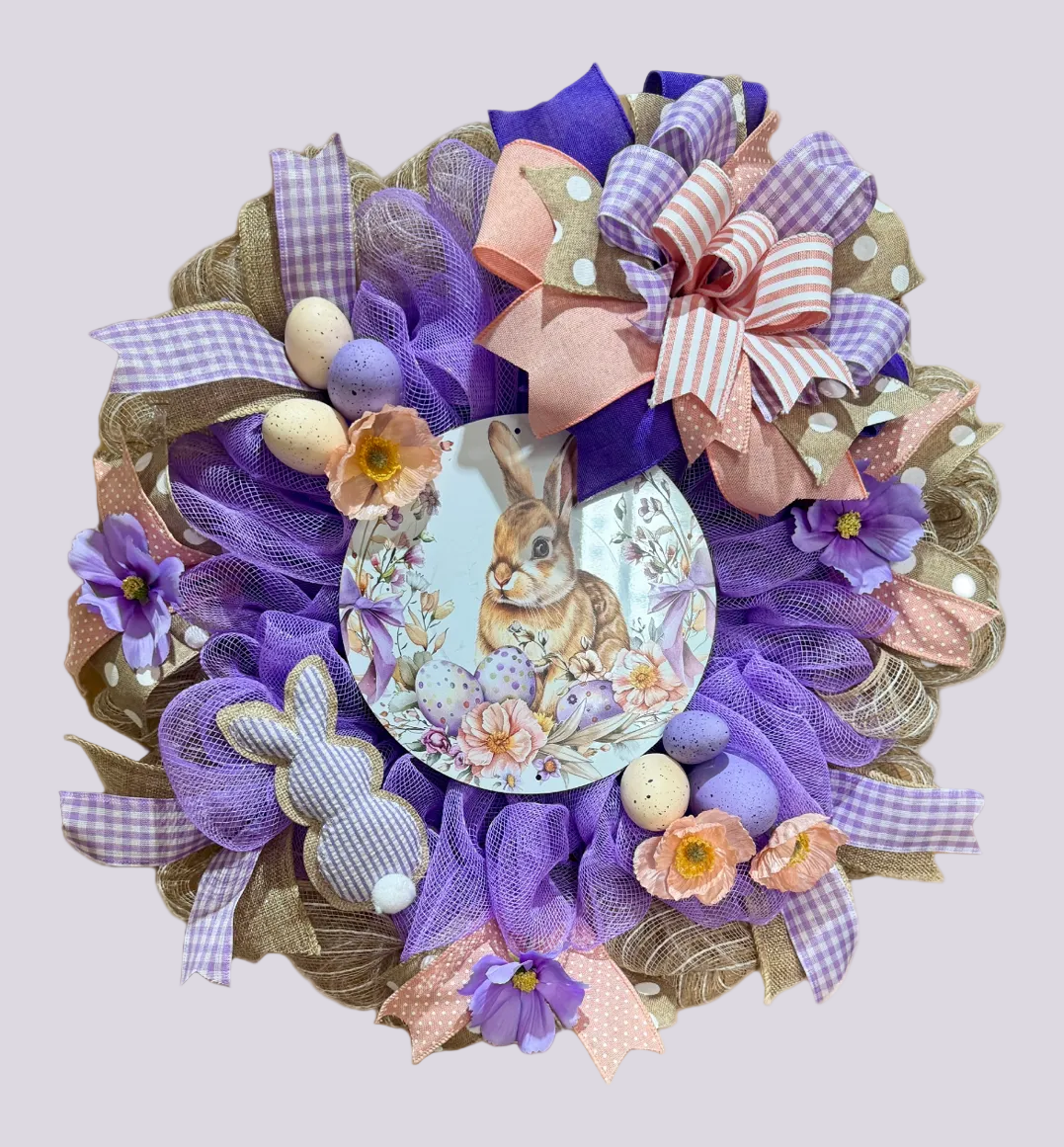 Purple & Peach Easter Wreath image 1