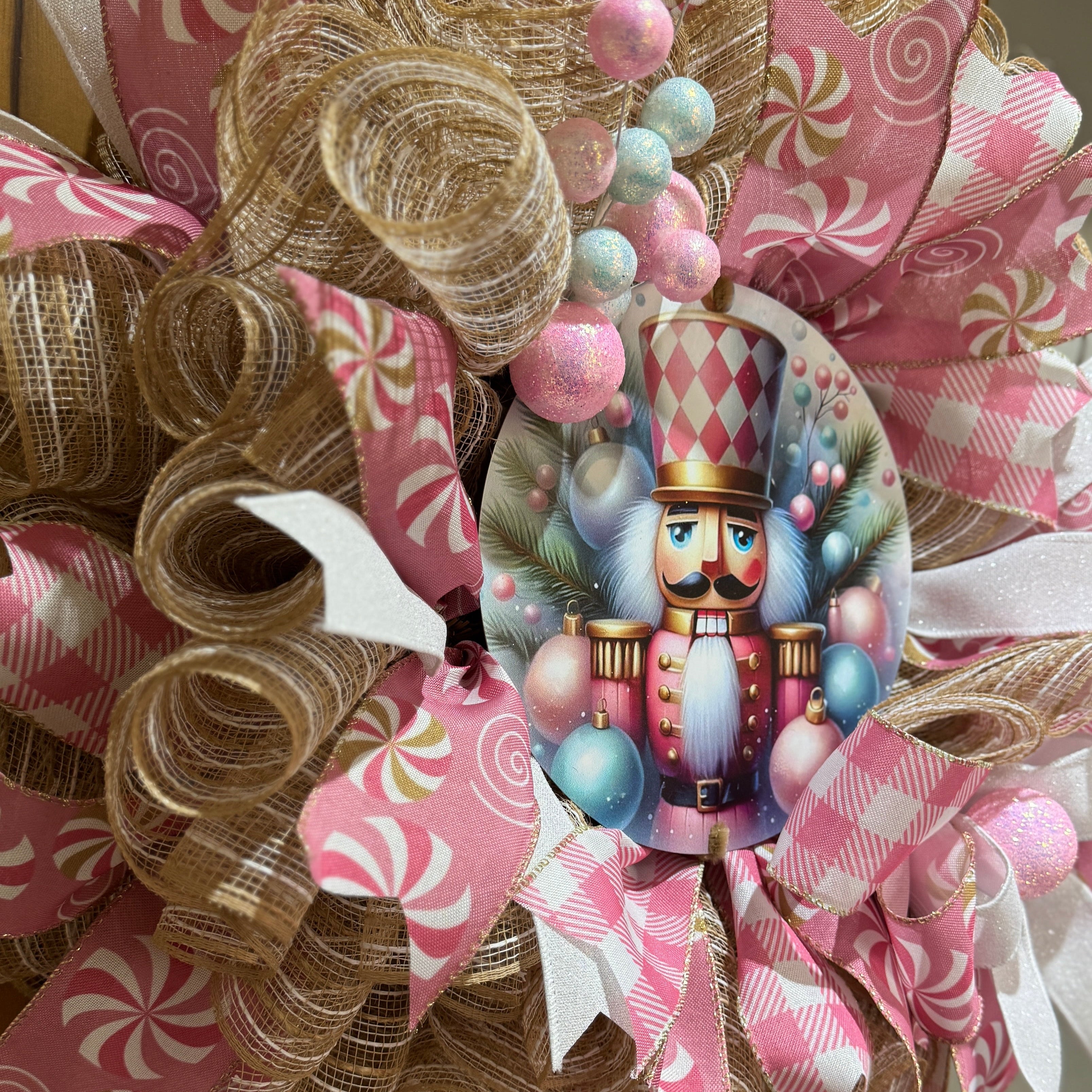 Pink Nutcracker Christmas Wreath image 1