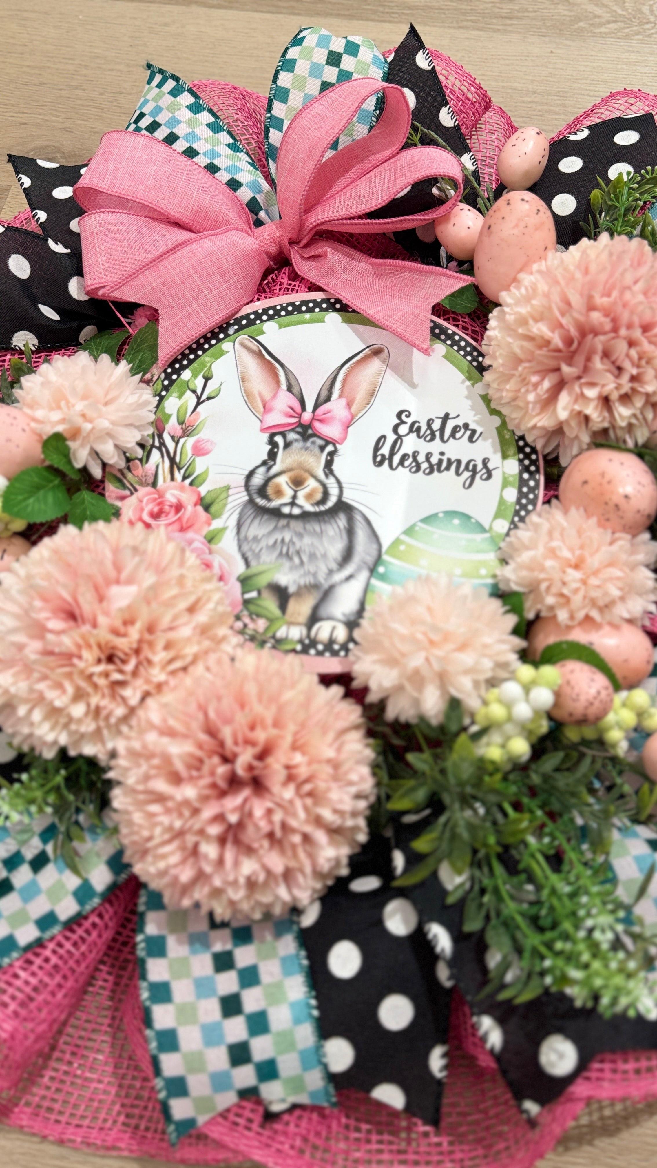 Pink Bow Bunny Easter Wreath image 3