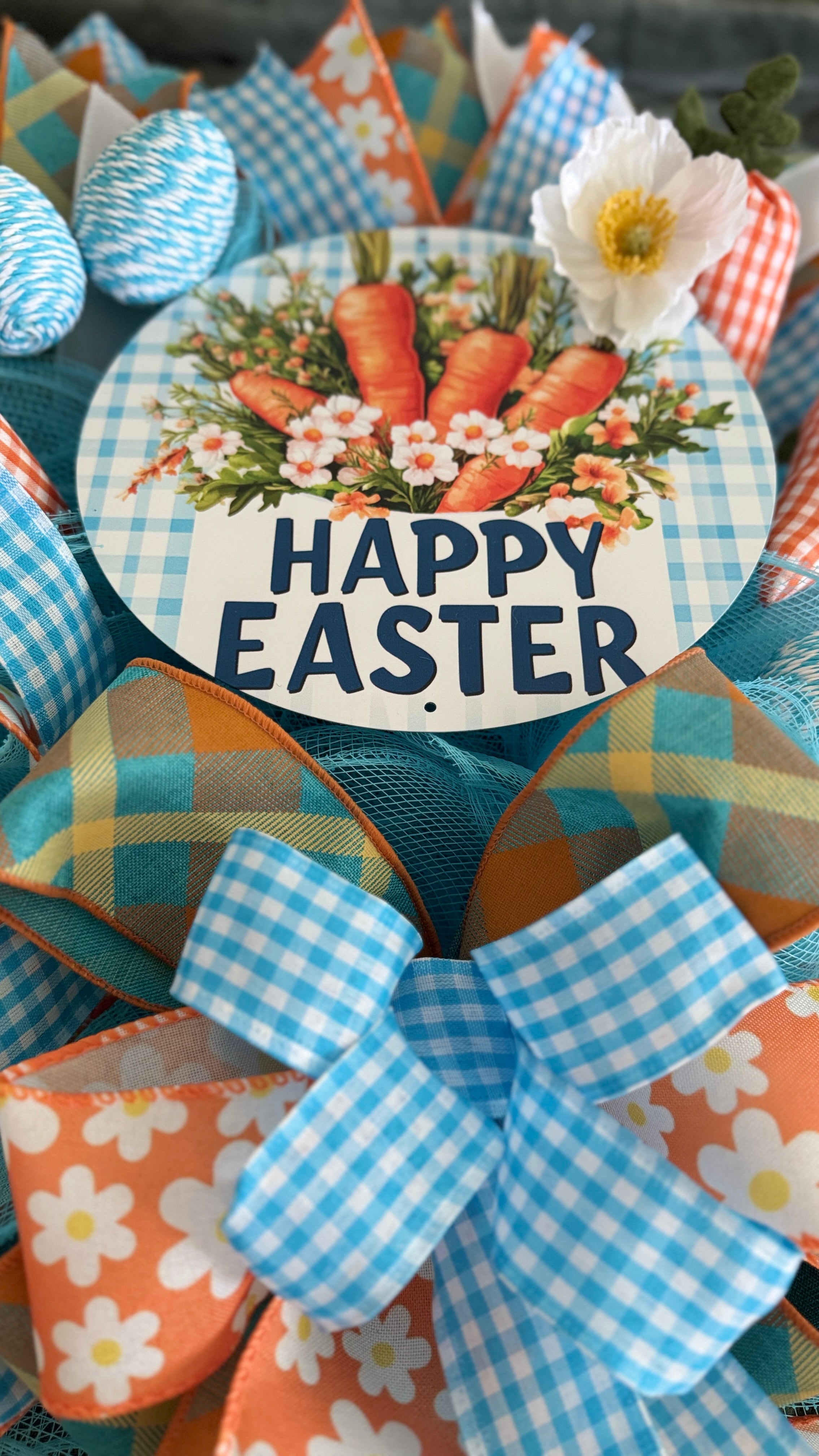 Blue & Orange Happy Easter Wreath image 2