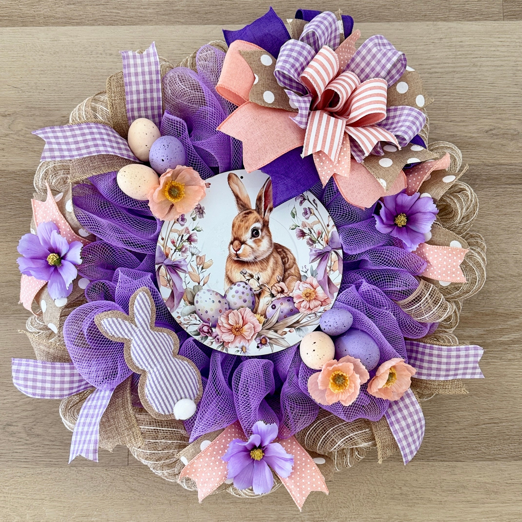 Purple & Peach Easter Wreath image 0