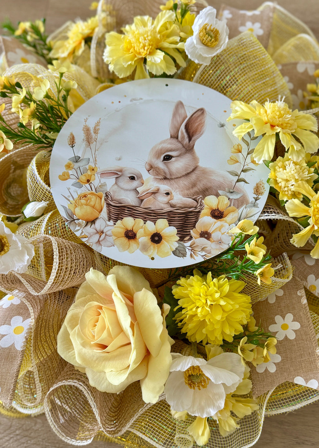 Yellow Floral Bunny Wreath image 3