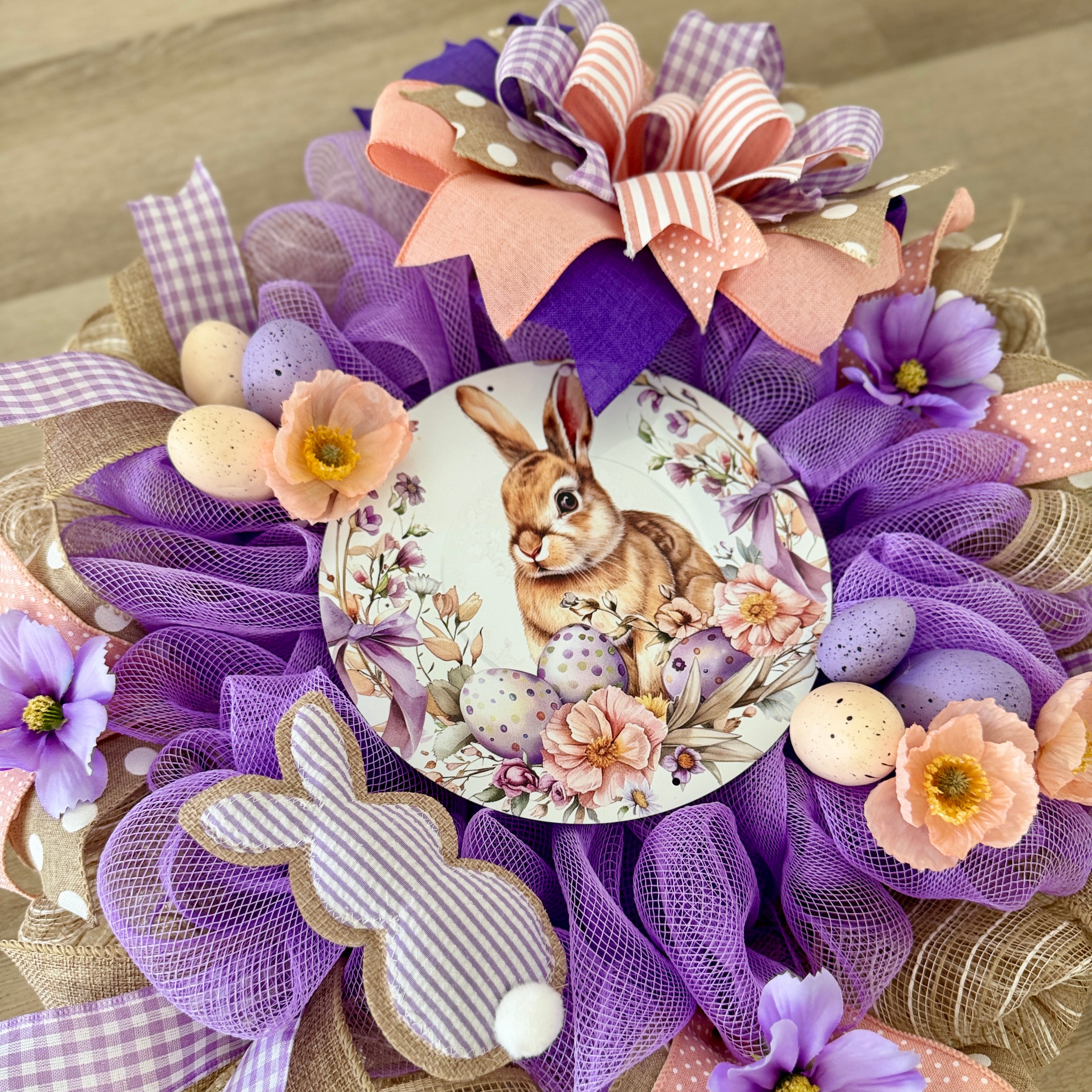 Purple & Peach Easter Wreath image 4