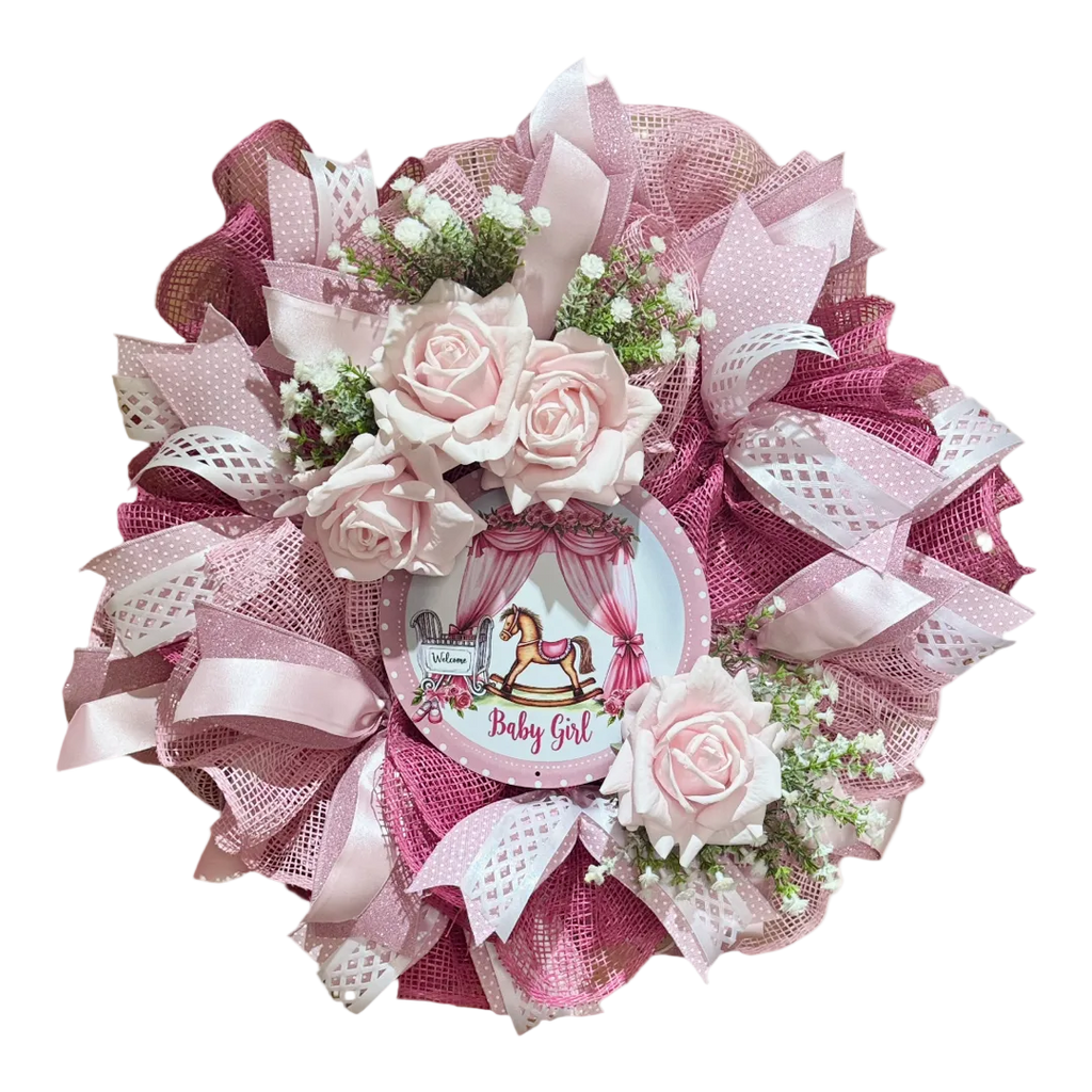 "Baby Girl"Rockinghorse Wreath image 1