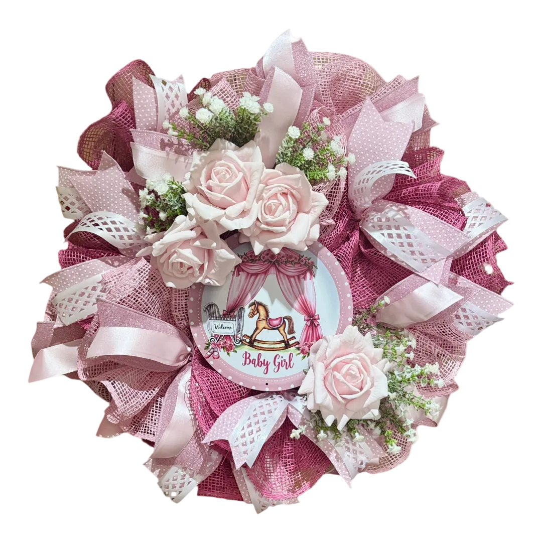 "Baby Girl"Rockinghorse Wreath image 1