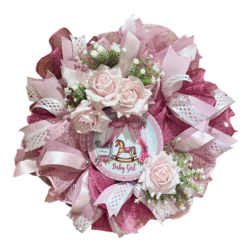 "Baby Girl"Rockinghorse Wreath image 1