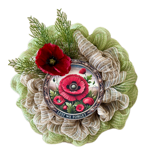 Anzac Day "Lest We Forget" Green & Natural Small Wreath image 4