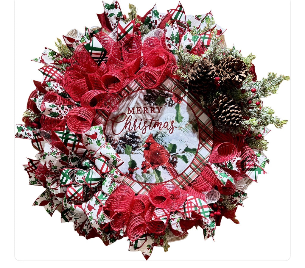 Merry Christmas Cardinal Wreath image 0