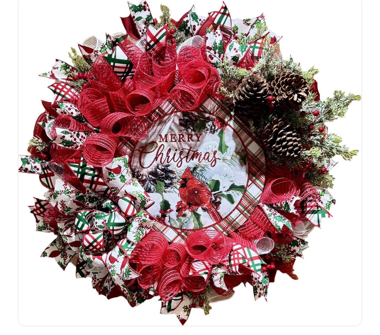 Merry Christmas Cardinal Wreath image 0
