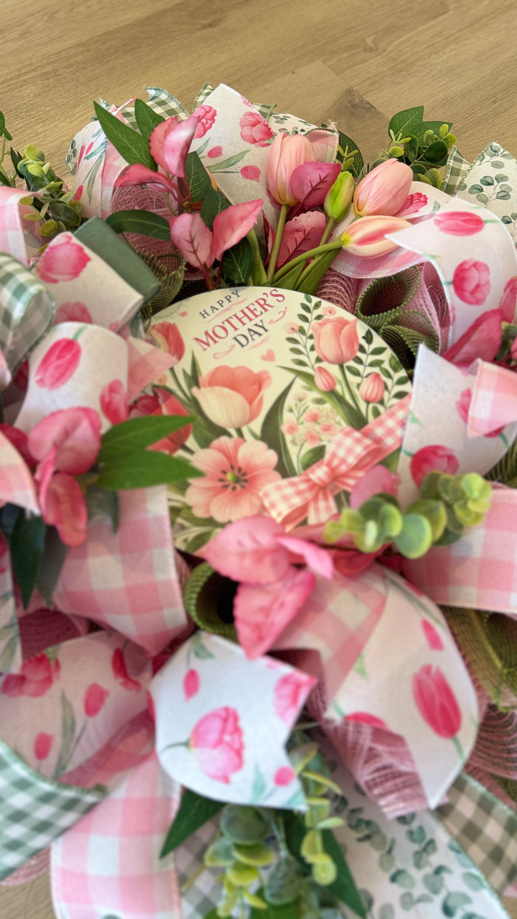 Pink Tulip Mother's Day Wreath image 1
