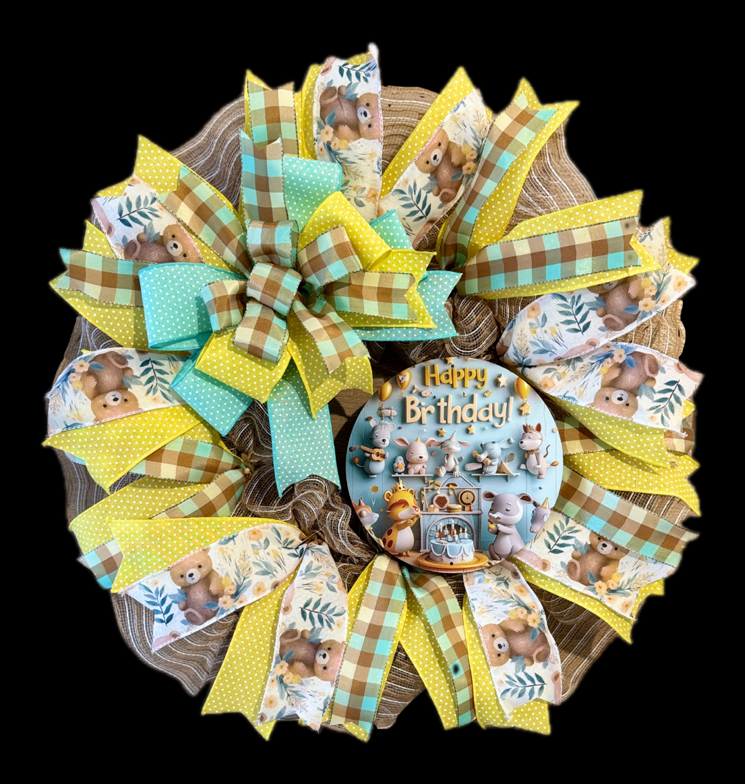 Baby Animals Happy Birthday Wreath image 2