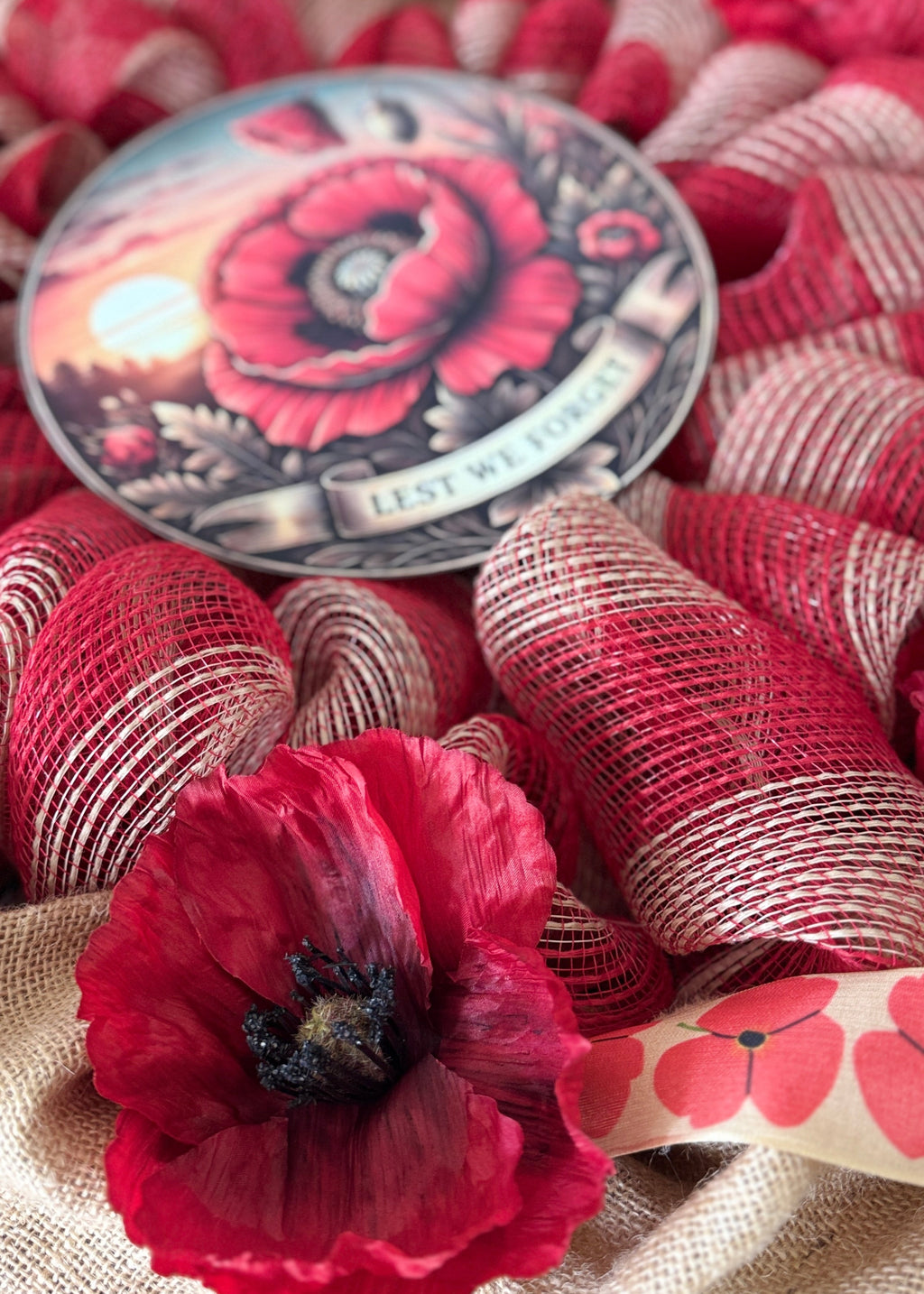 Anzac Day "Lest We Forget" Red Poppy Wreath image 5