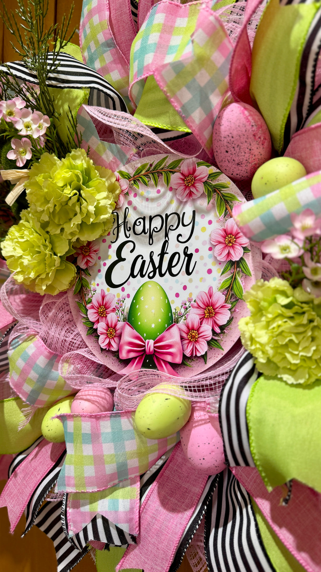 Pink, Green & Black Easter Wreath image 2