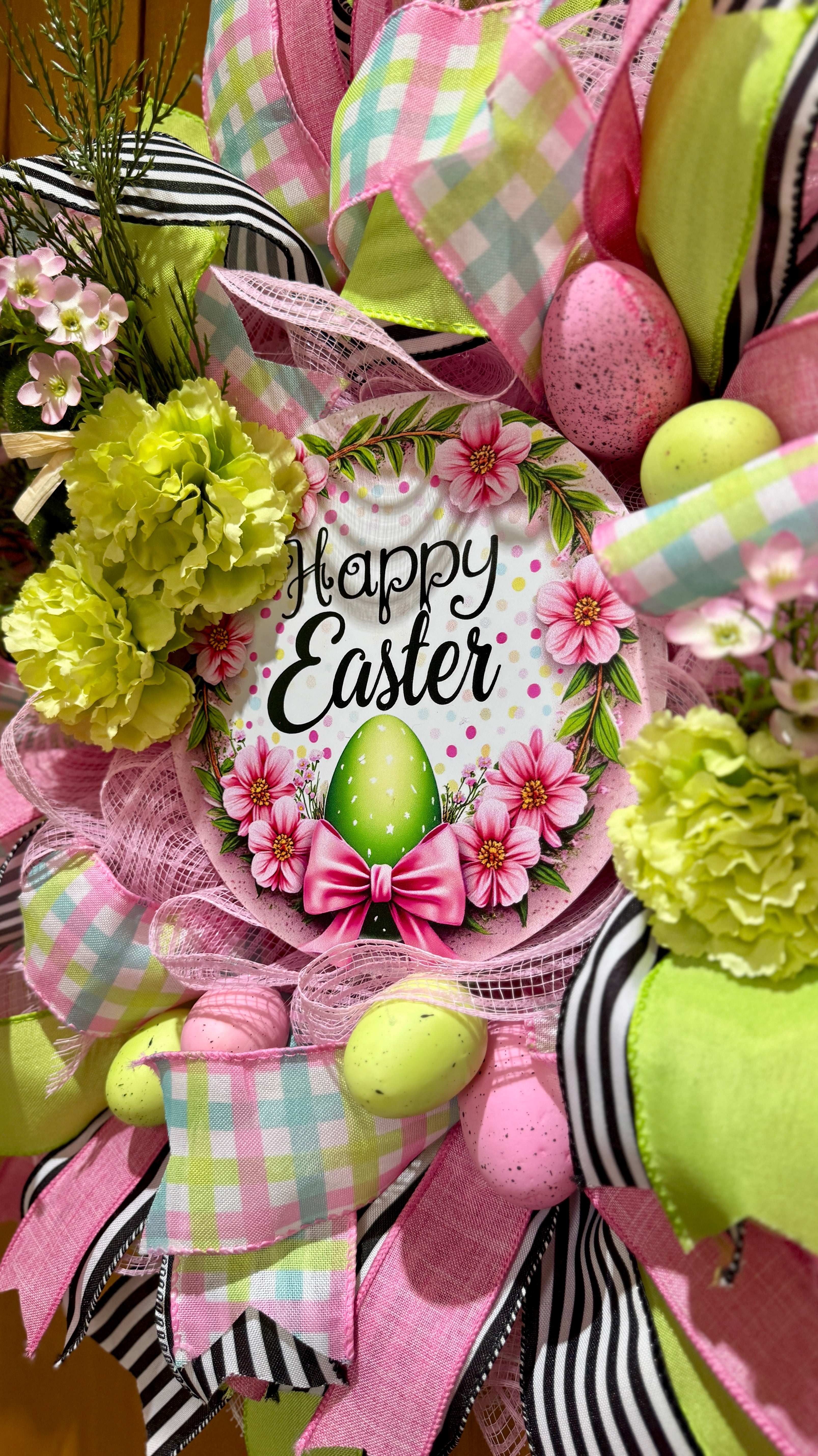 Pink, Green & Black Easter Wreath image 2