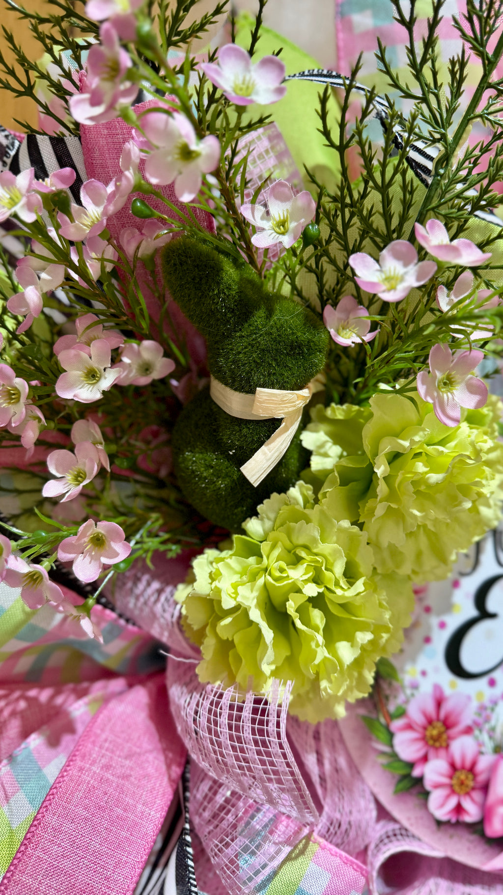 Pink, Green & Black Easter Wreath image 3