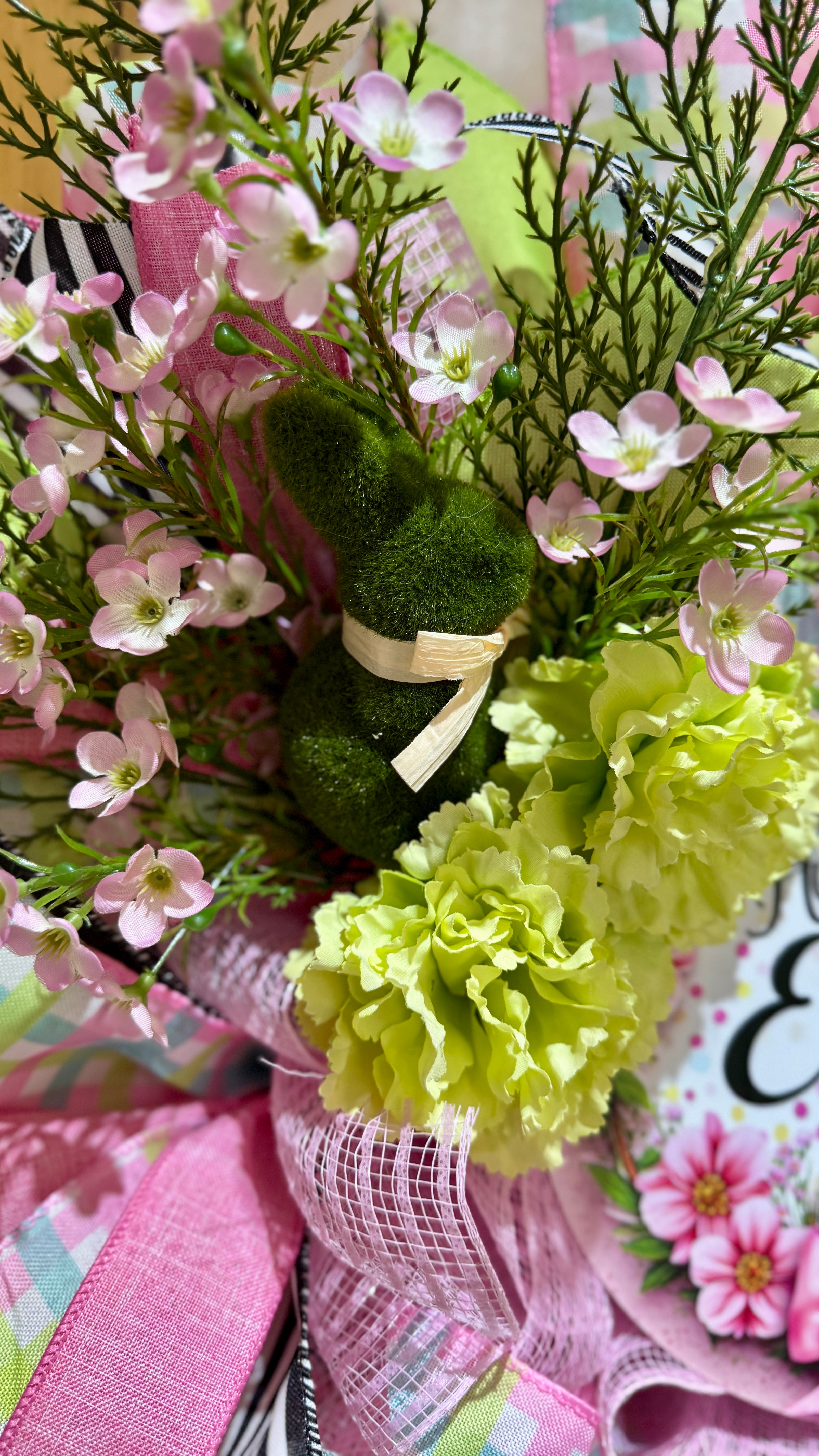 Pink, Green & Black Easter Wreath image 3
