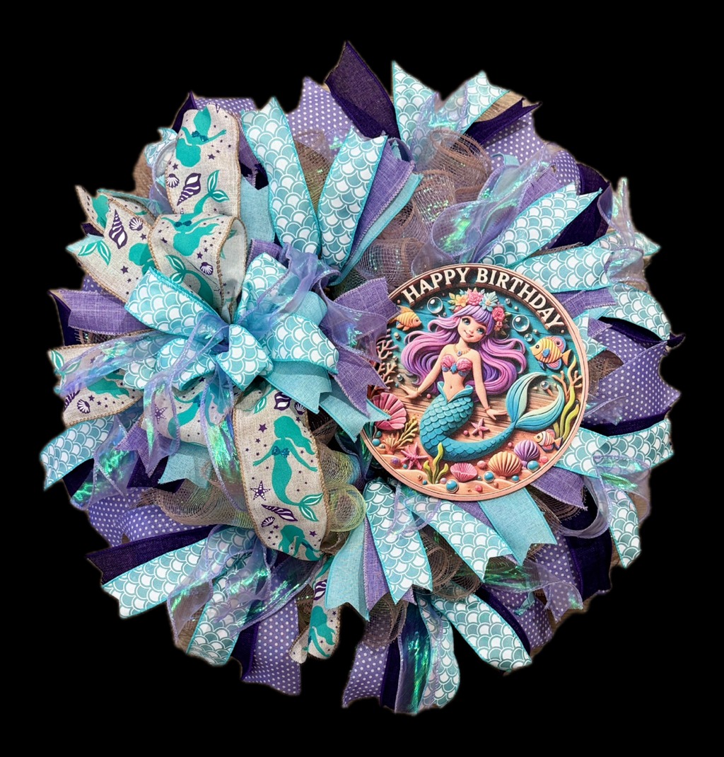 Mermaid Happy Birthday Wreath  image 1