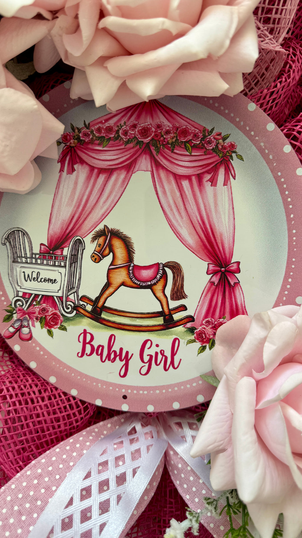 "Baby Girl"Rockinghorse Wreath image 5