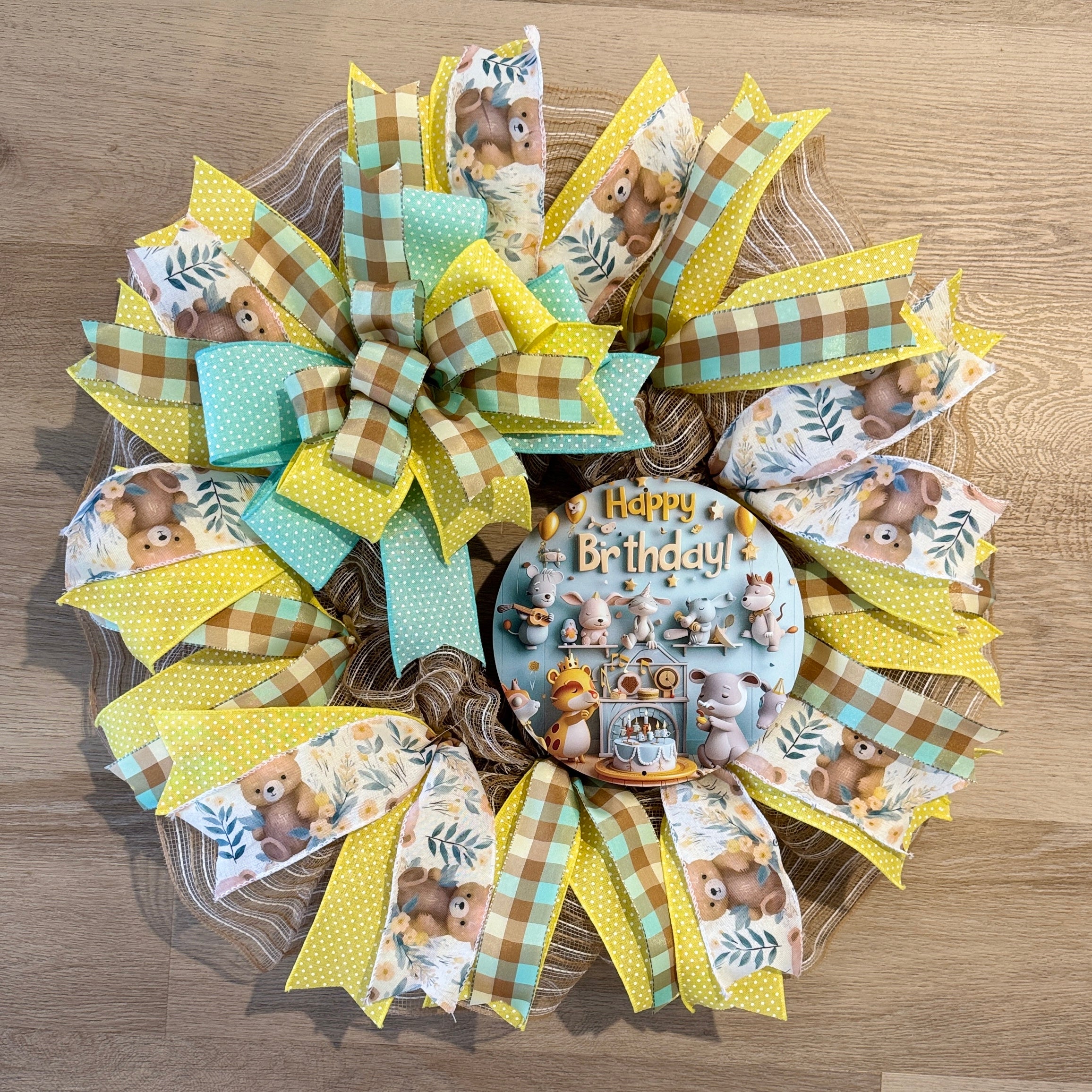 Baby Animals Happy Birthday Wreath image 0