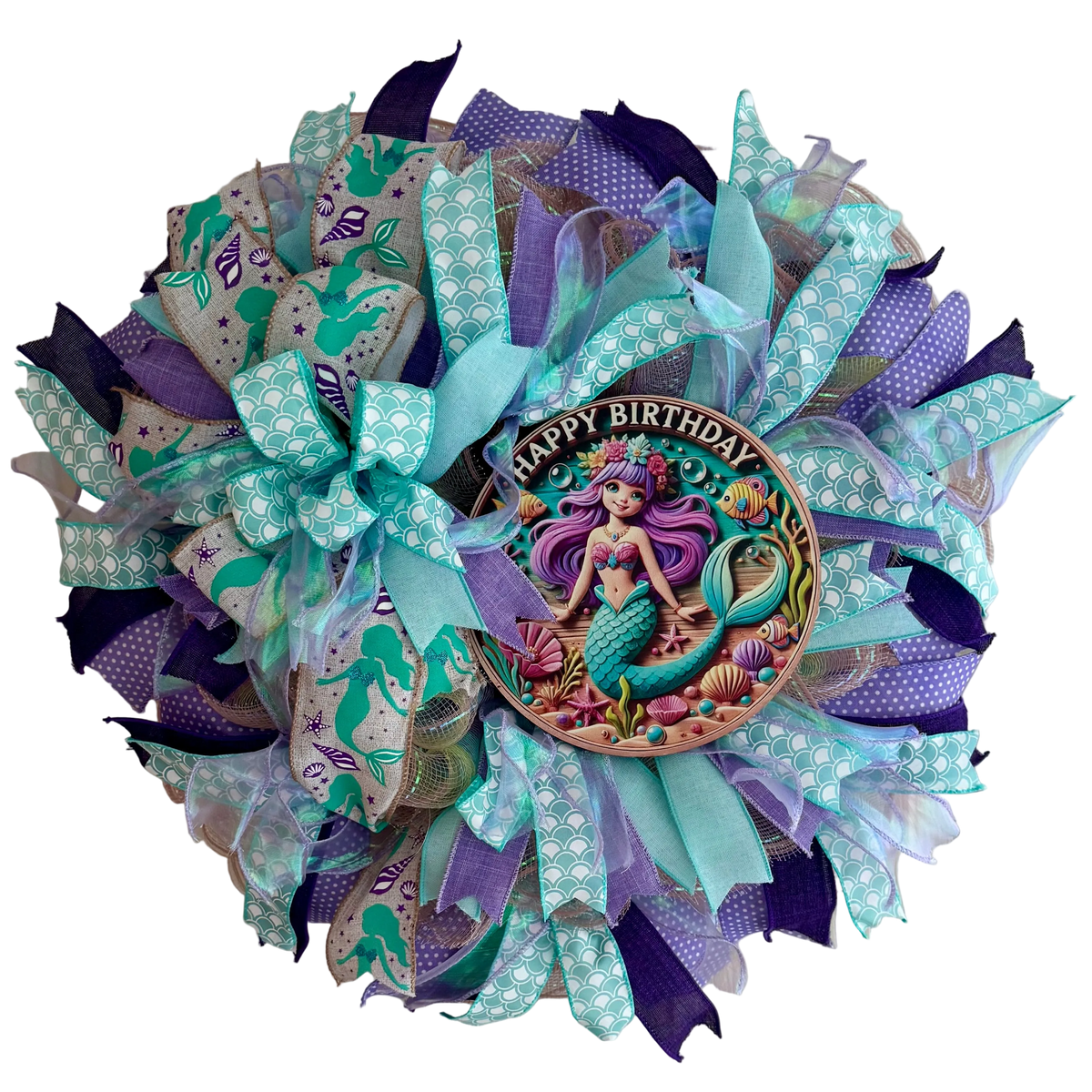 Mermaid Happy Birthday Wreath
