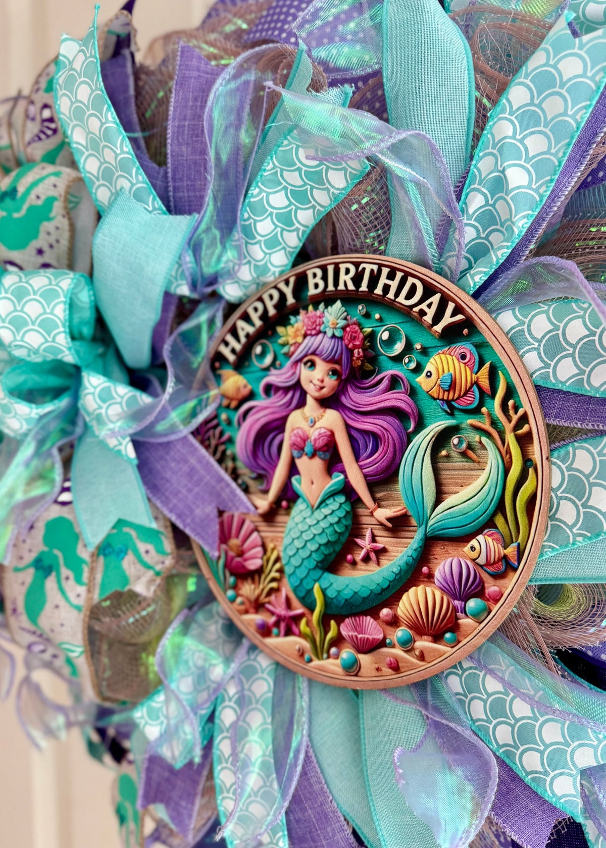 Mermaid Happy Birthday Wreath