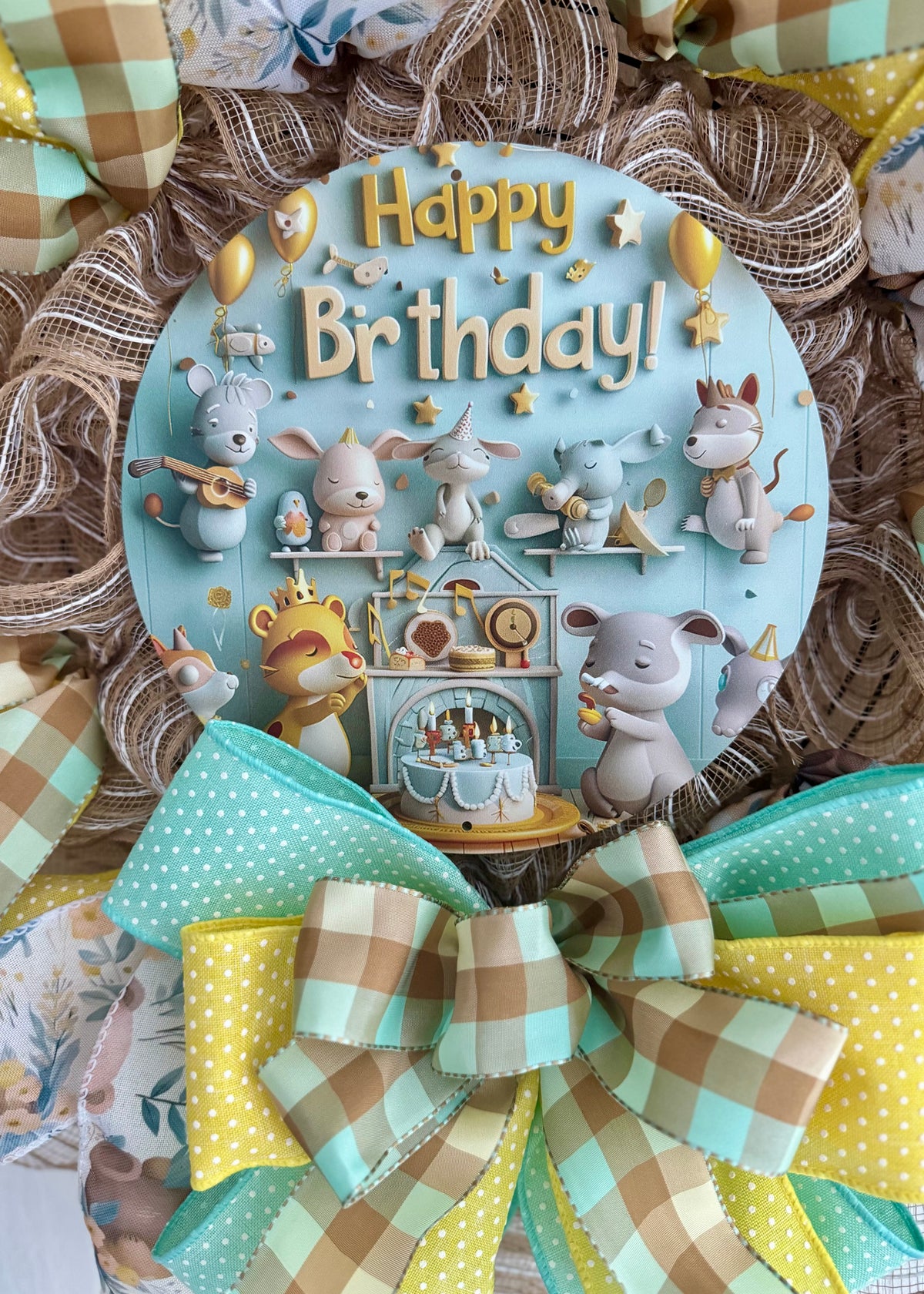 Baby Animals Happy Birthday Wreath