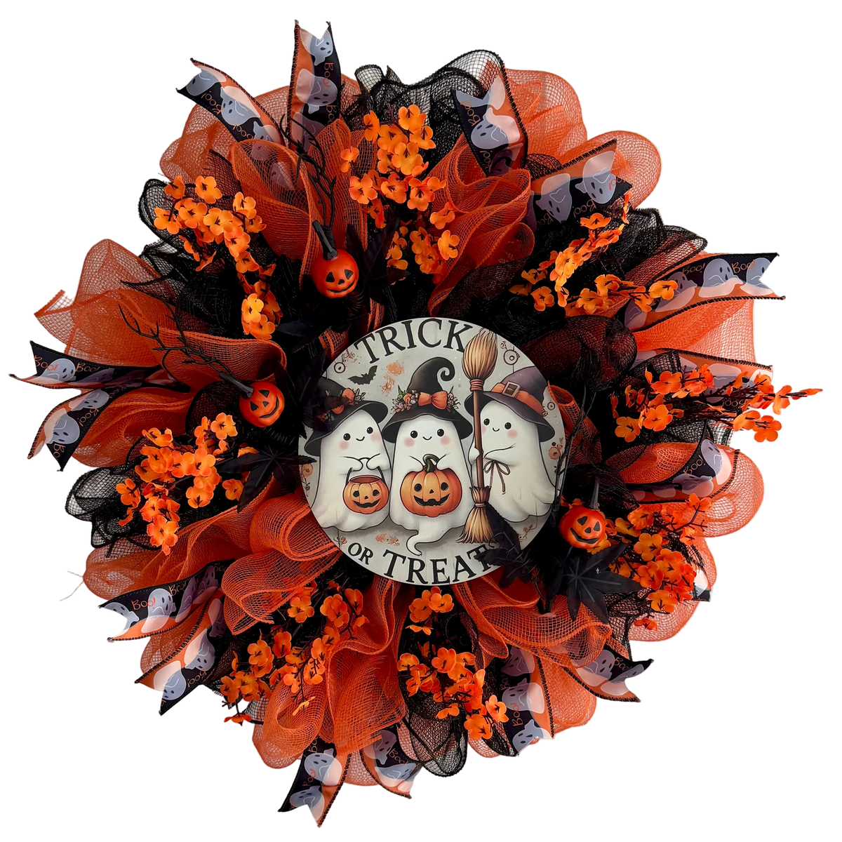 3 Ghosts Trick or Treat Halloween Wreath