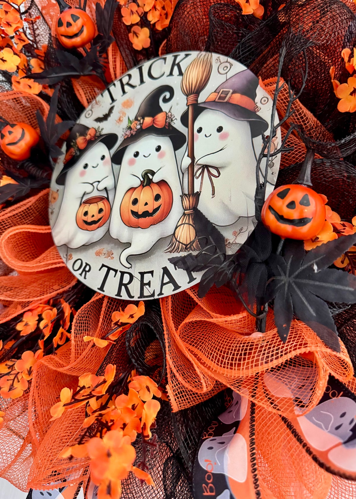 3 Ghosts Trick or Treat Halloween Wreath