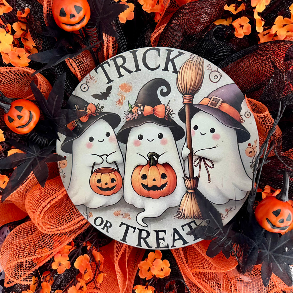 3 Ghosts Trick or Treat Halloween Wreath