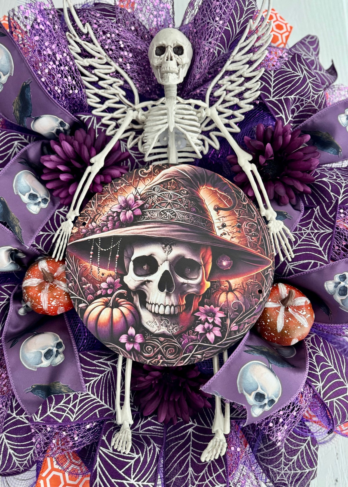 Skeleton Angel Halloween Wreath