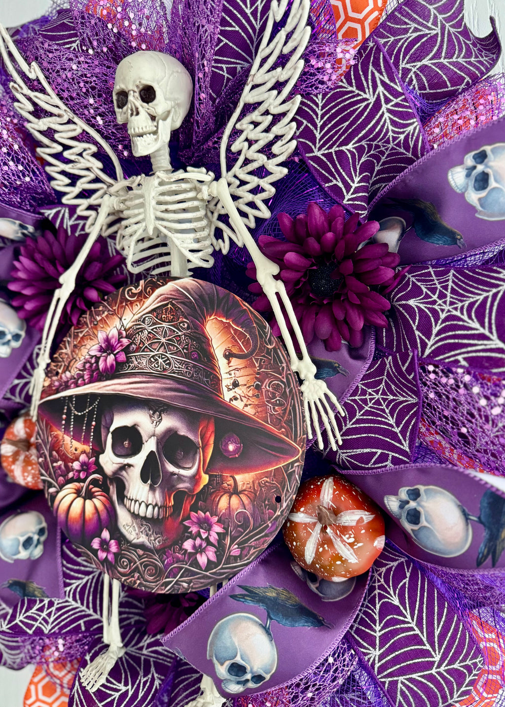 Skeleton Angel Halloween Wreath