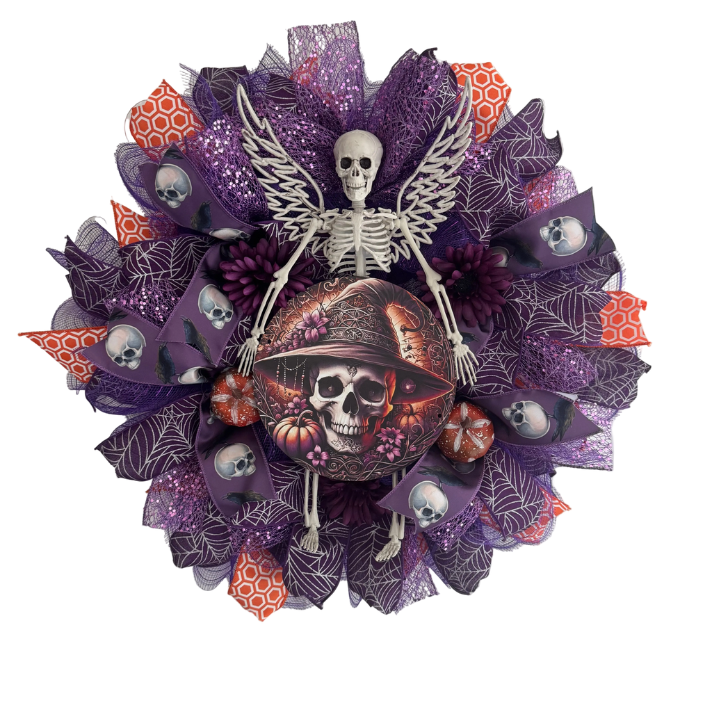 Skeleton Angel Halloween Wreath