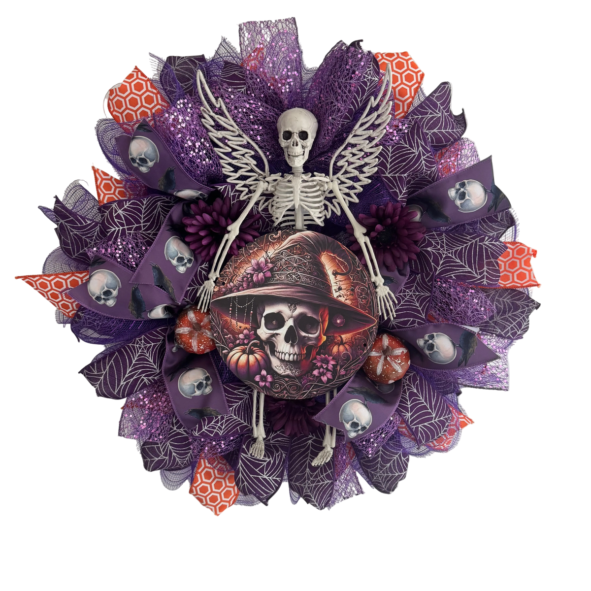 Skeleton Angel Halloween Wreath