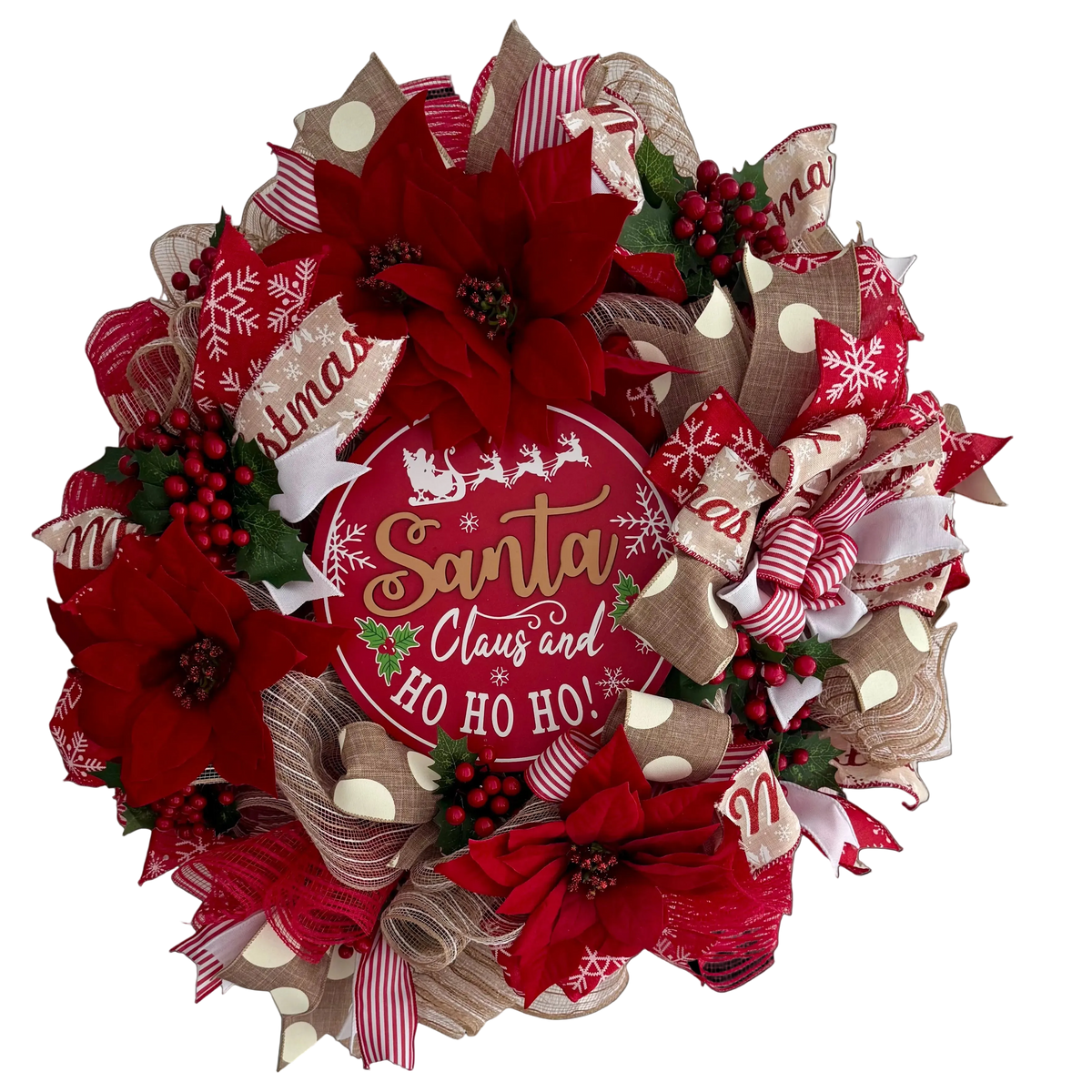 "Santa Claus & Ho Ho Ho" Christmas Wreath