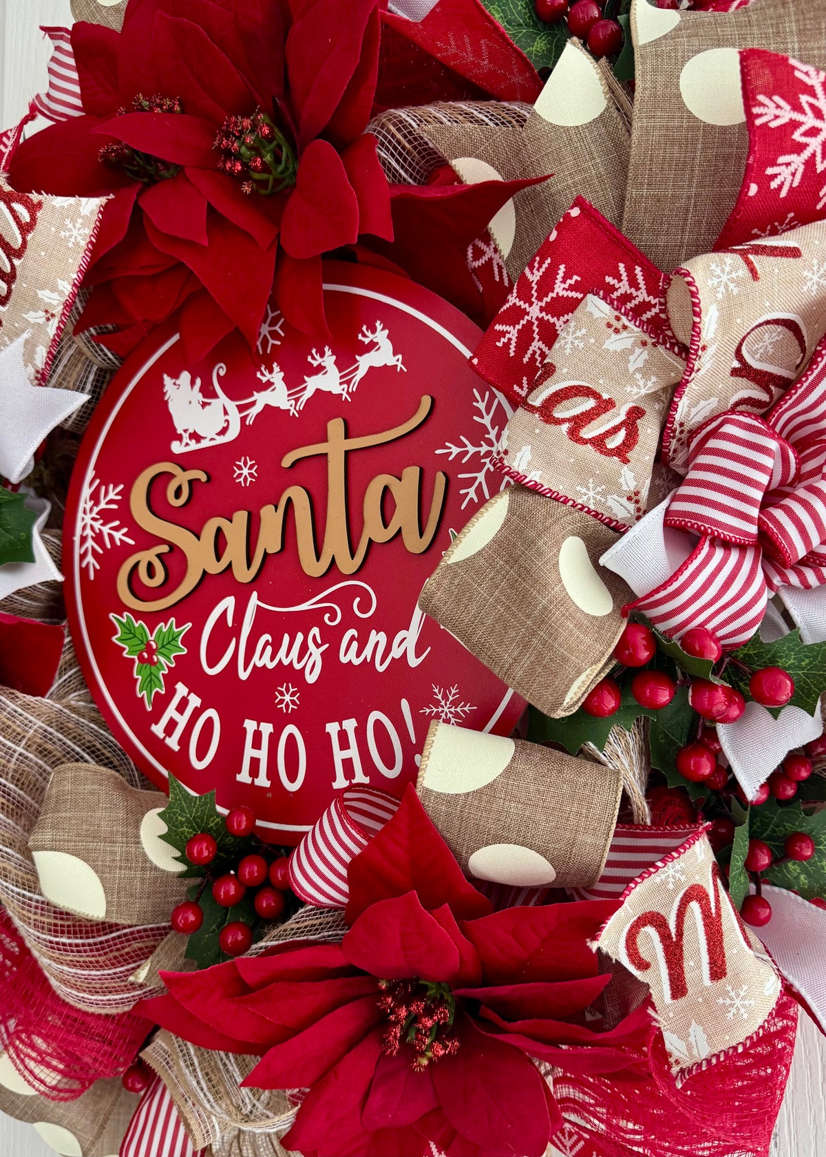 "Santa Claus & Ho Ho Ho" Christmas Wreath