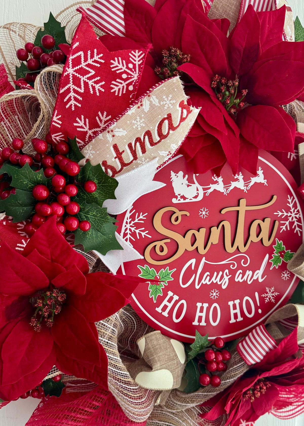 "Santa Claus & Ho Ho Ho" Christmas Wreath