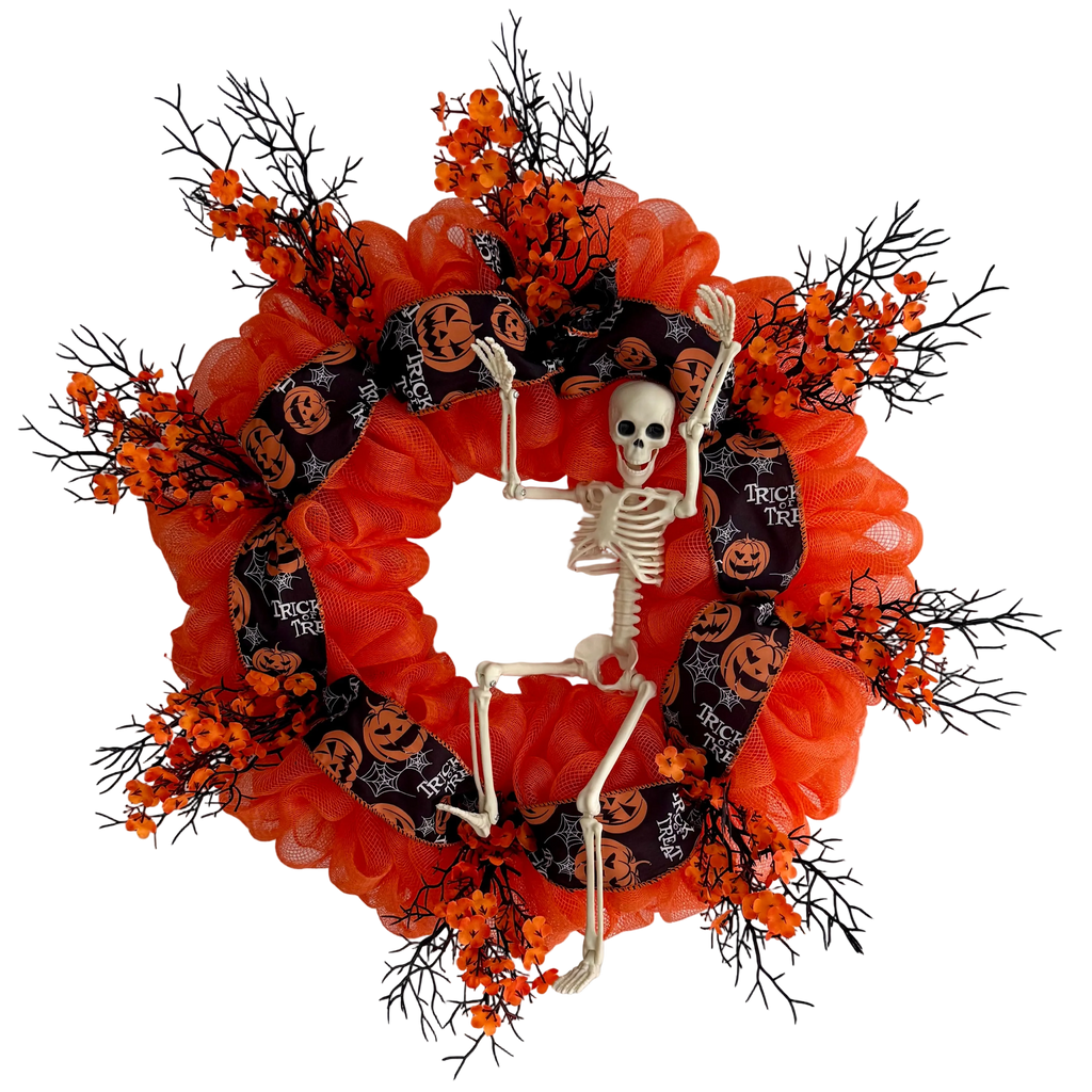 Skeleton Trick or Treat Halloween wreath