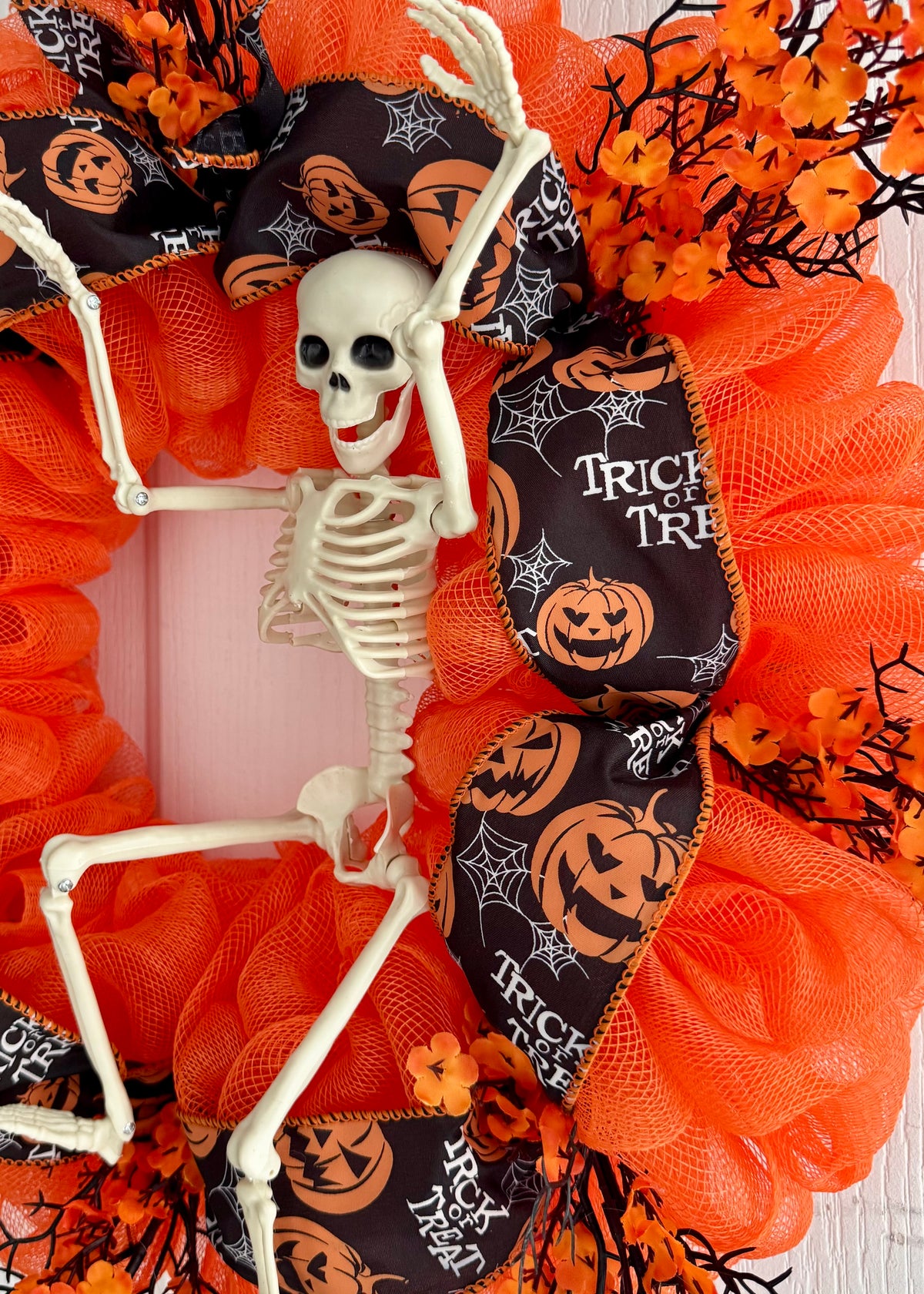 Skeleton Trick or Treat Halloween wreath