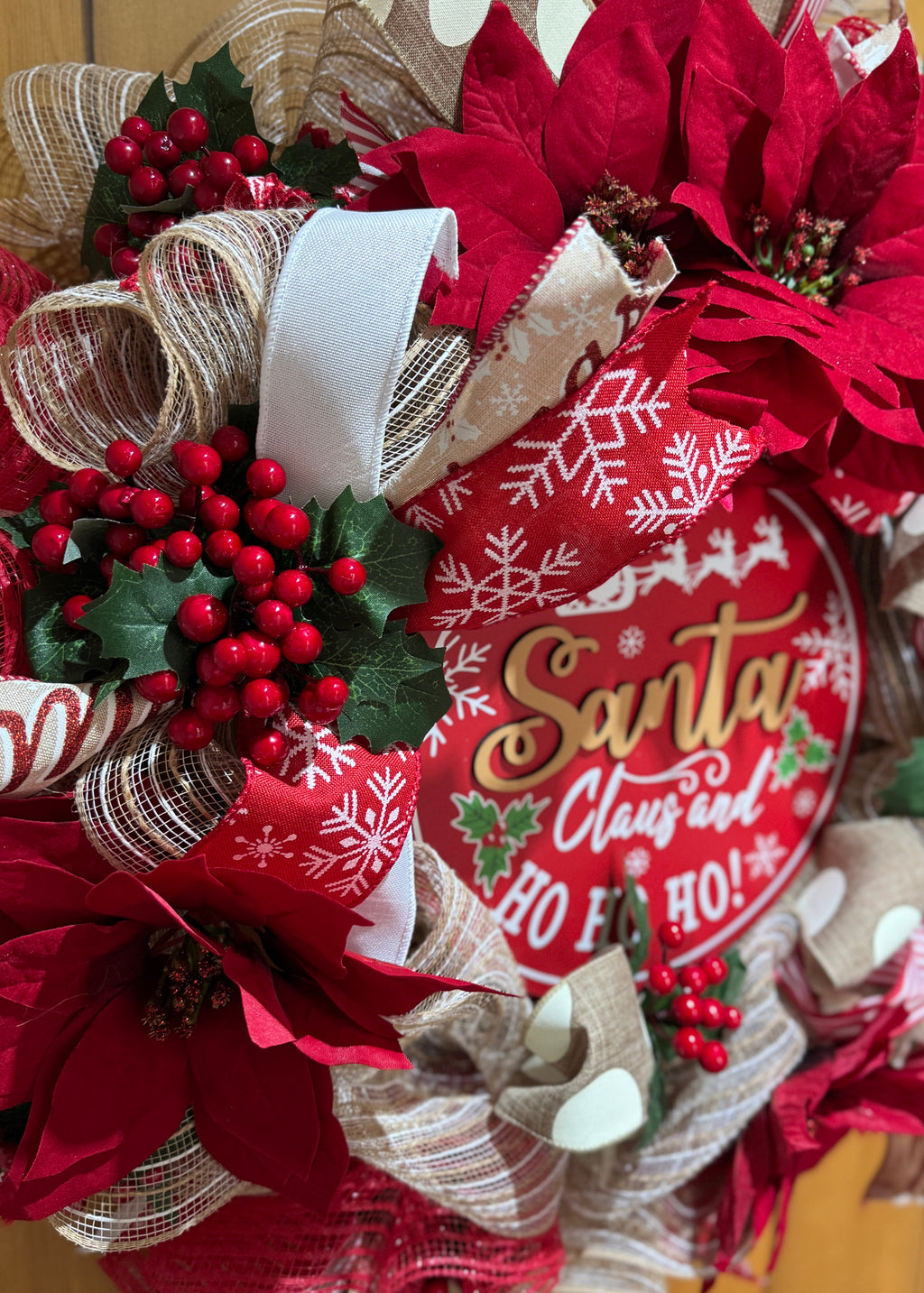"Santa Claus & Ho Ho Ho" Christmas Wreath