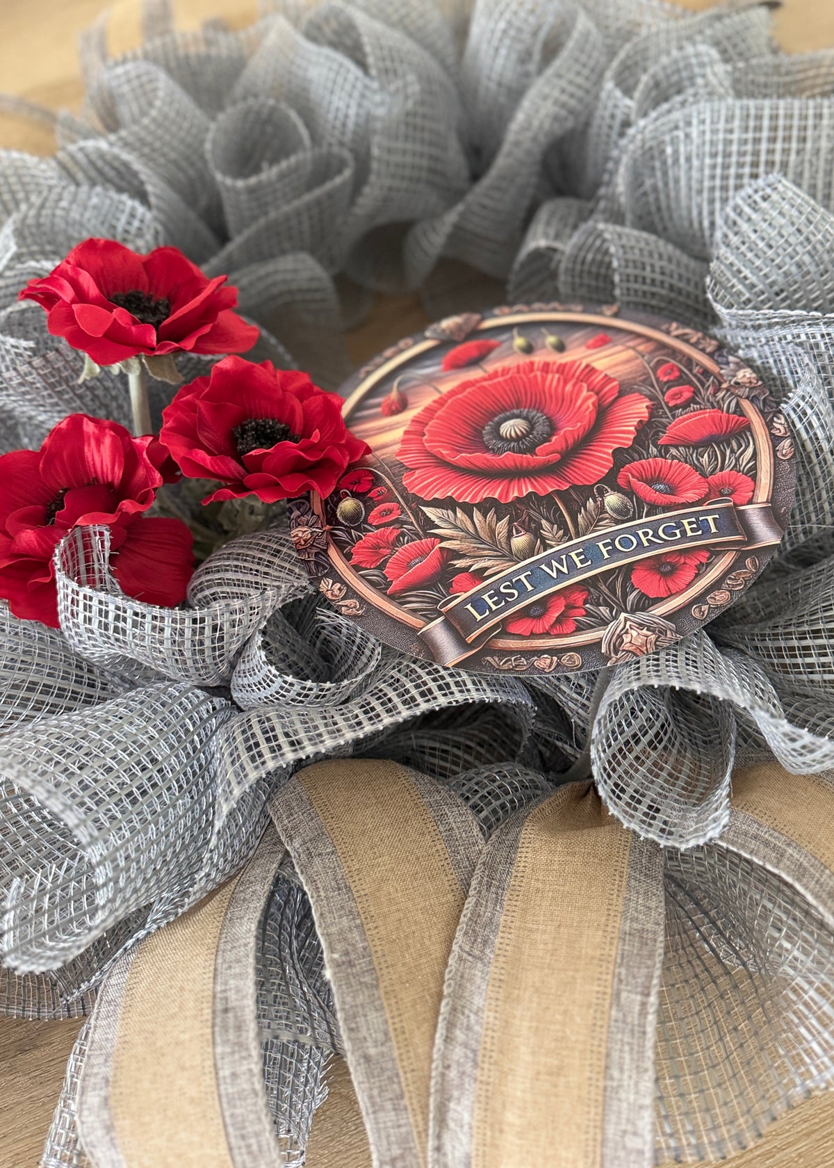 Anzac Day "Lest We Forget" Grey Wreath