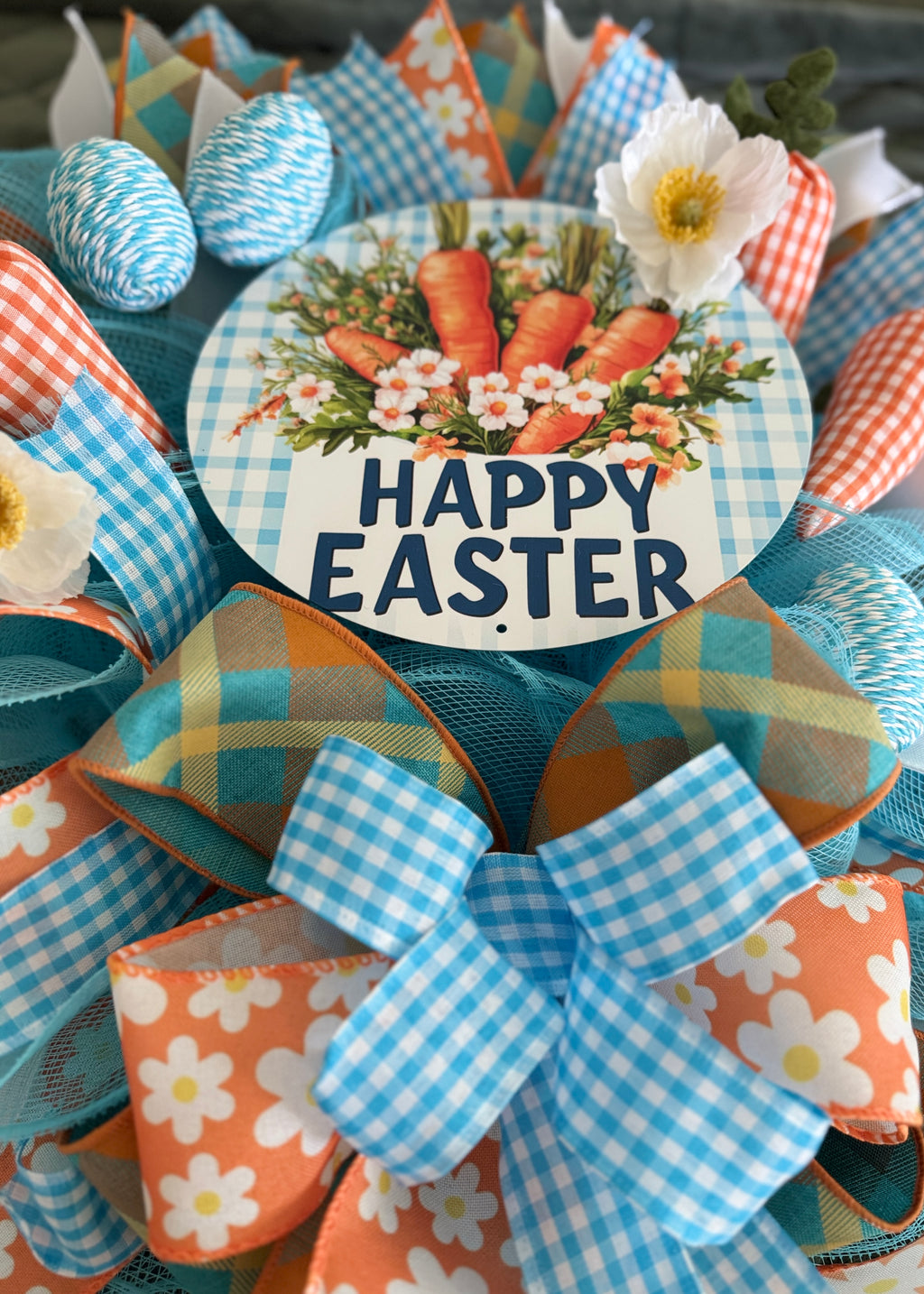 Blue & Orange Happy Easter Wreath
