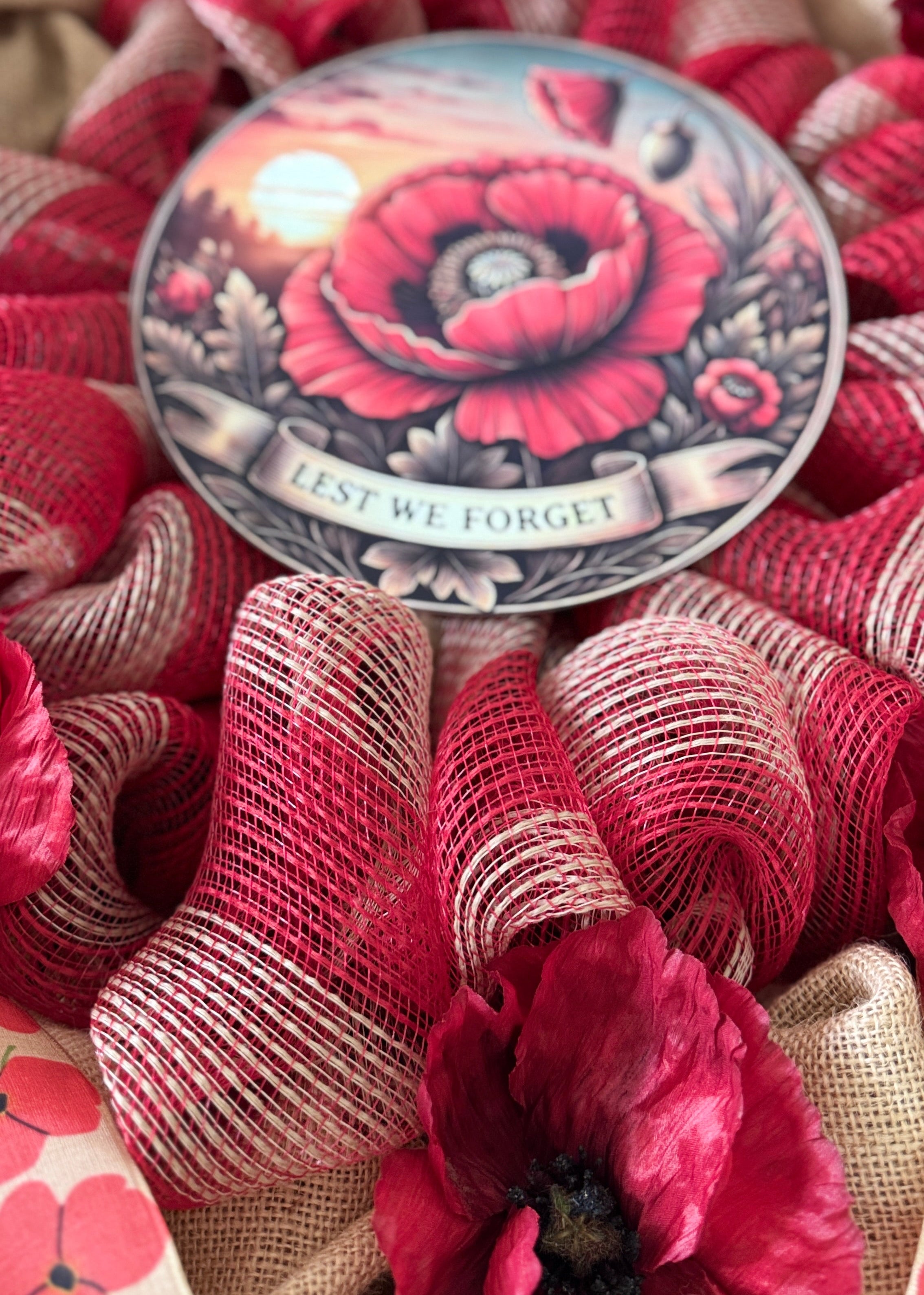 Anzac Day "Lest We Forget" Red Poppy Wreath image 3