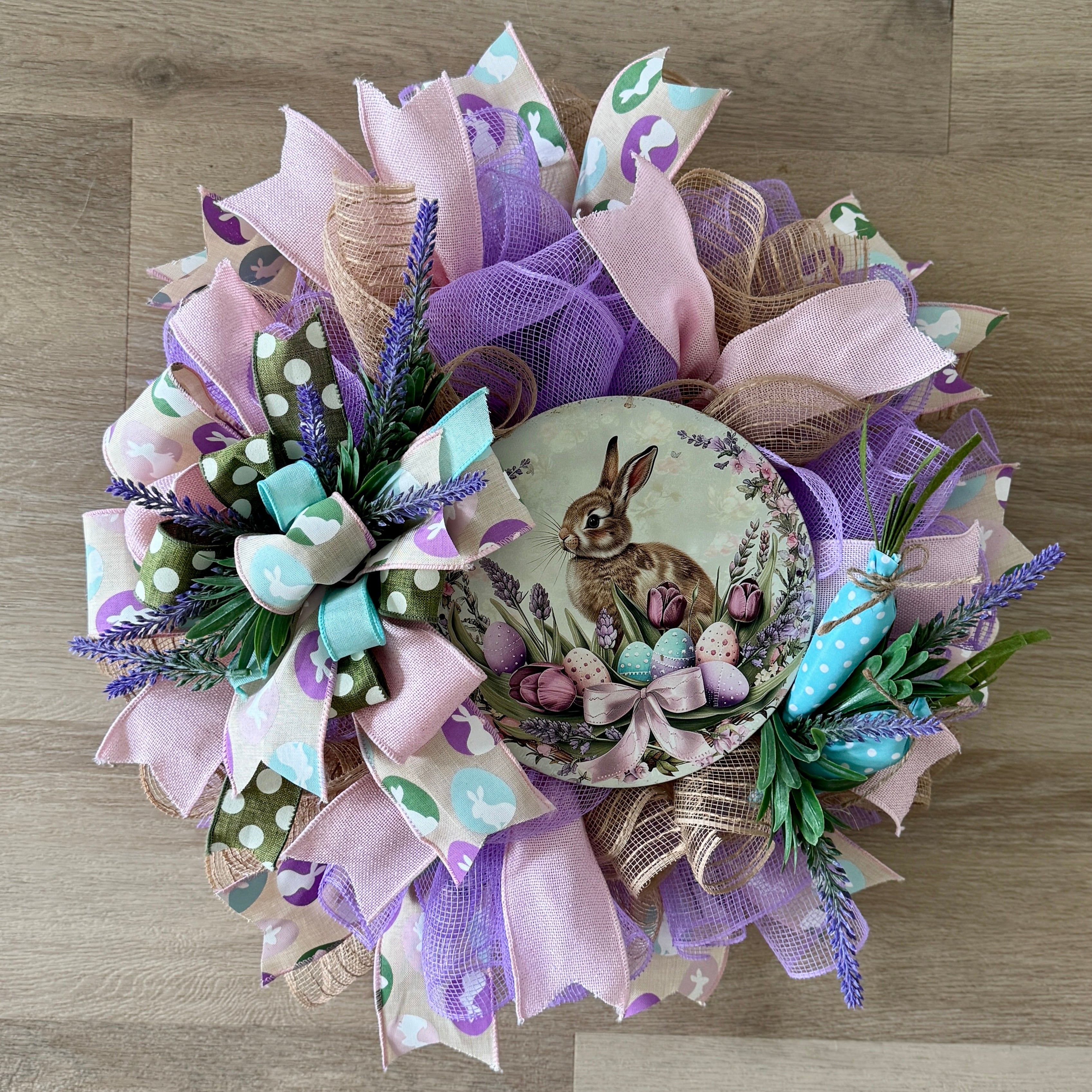 Small Lavender and Pink Easter Wreath image 0