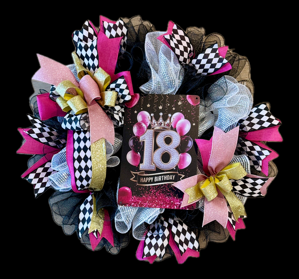 Pink Happy 18th Birthday Wreath  image 1