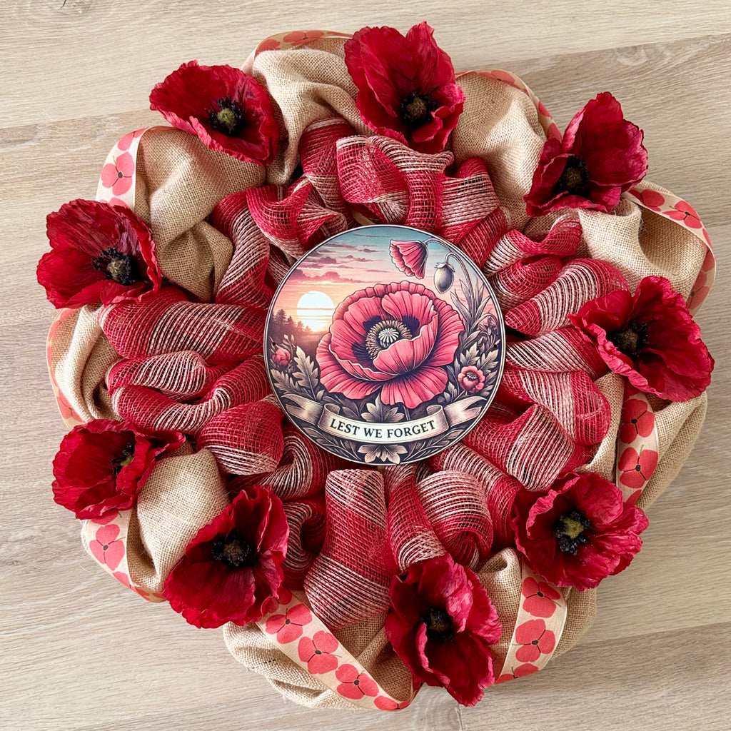 Anzac Day "Lest We Forget" Red Poppy Wreath image 4