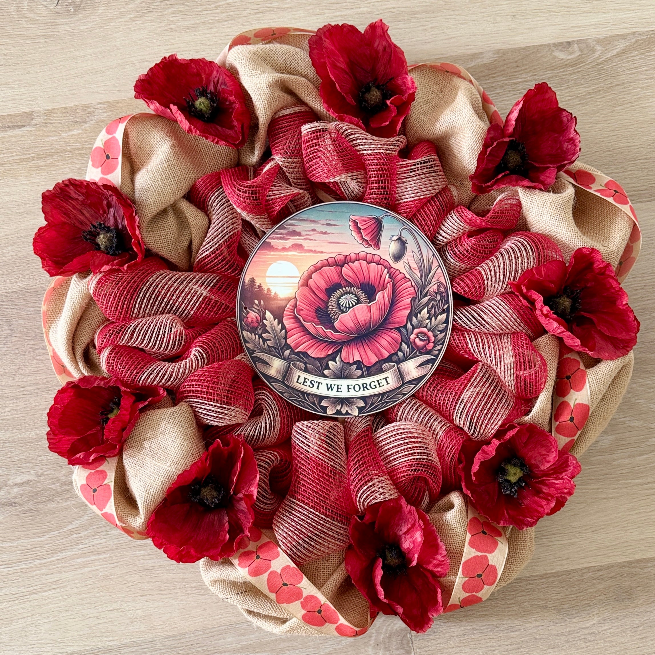 Anzac Day "Lest We Forget" Red Poppy Wreath image 4