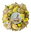 Yellow Floral Bunny Wreath